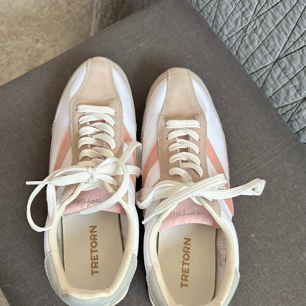 Tretorn Women's Blush and White Sneakers Size 8.5